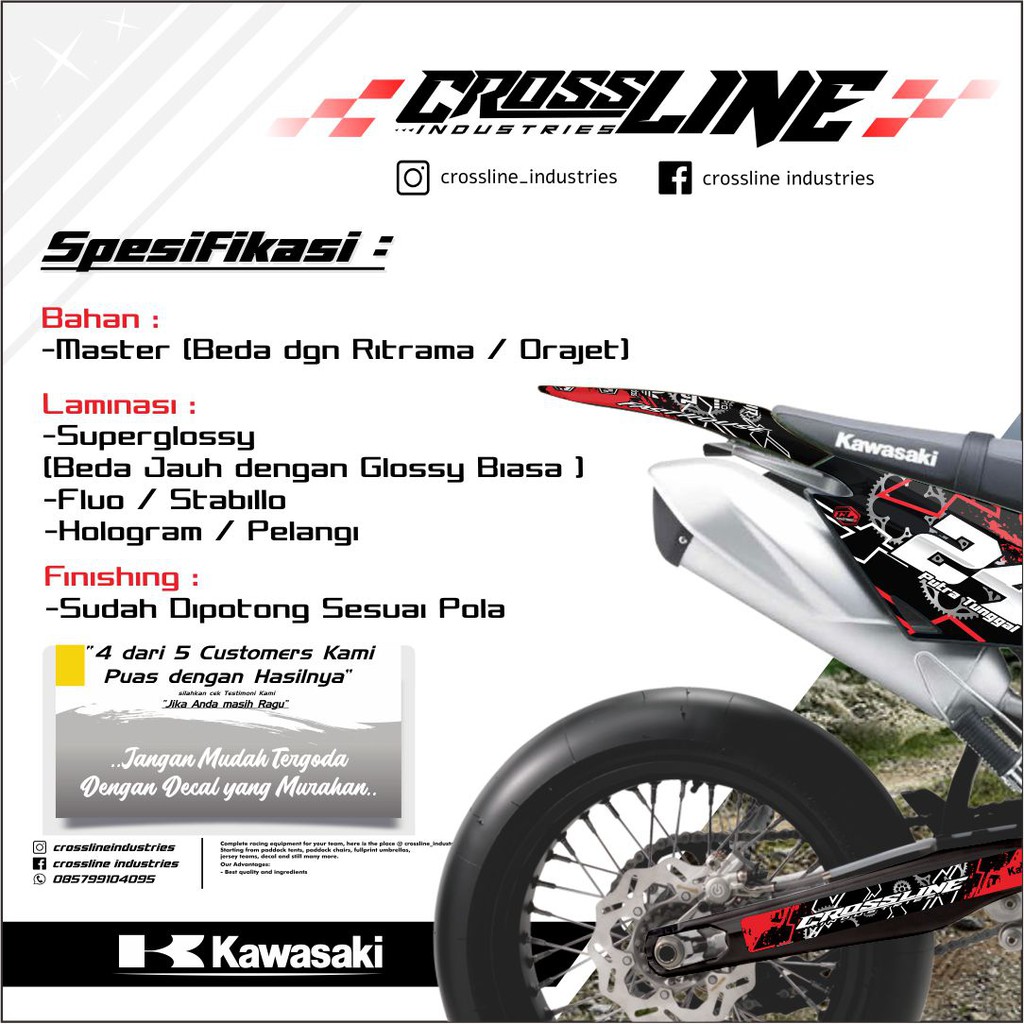 Decal KLX BF 150 Supermoto Decal Sticker Klx Bf Decal KLX BF 150 Merah (Laminasi Tebal)