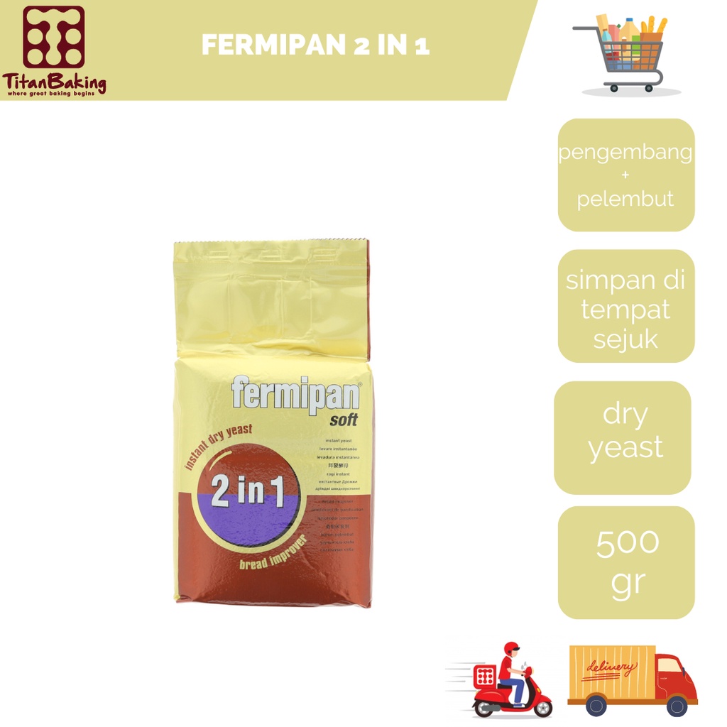 

FERMIPAN Soft 2 in 1 Ragi Instant Dry Yeast Kering Fermipan 500 gr