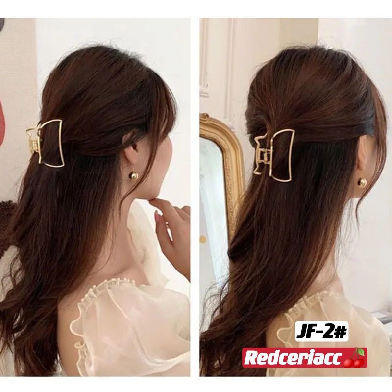 Jepit rambut korea jedai salon wanita model cakar hollow gold 8cm terbaru import JD14#