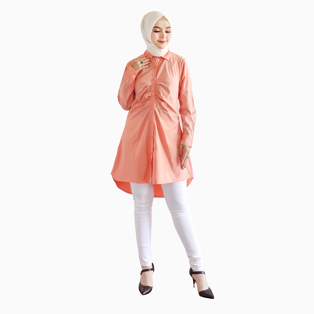 Tunik Kemeja Lengan panjang Wanita muslim gaya korea variasi rampel - XSHOP Vierra