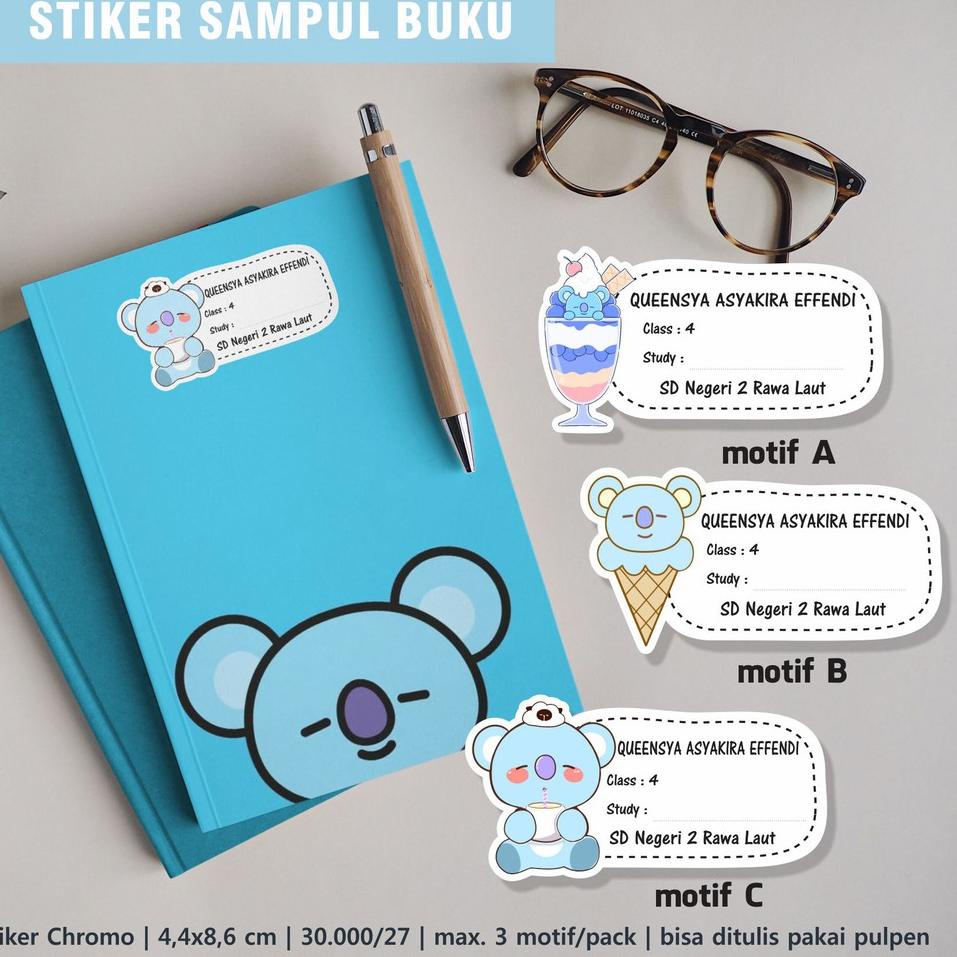 Top Produk.. Stiker nama sampul buku Tulis Tema BTS Koya BT21