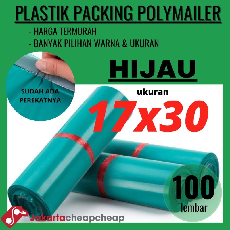 Plastik Packing Polymailer 17x30 Hijau Amplop Packing Online Termurah