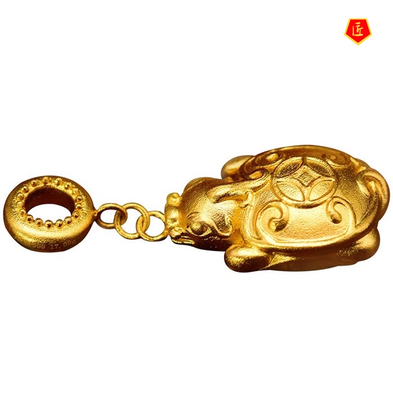 [Ready Stock]Ancient Style Small Water Turtle Gold Necklace Pendant