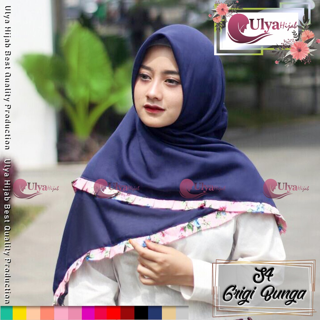 Terbaru Dari Ulya Hijab S4 Segi  Empat  Grigi Bunga  bahan 