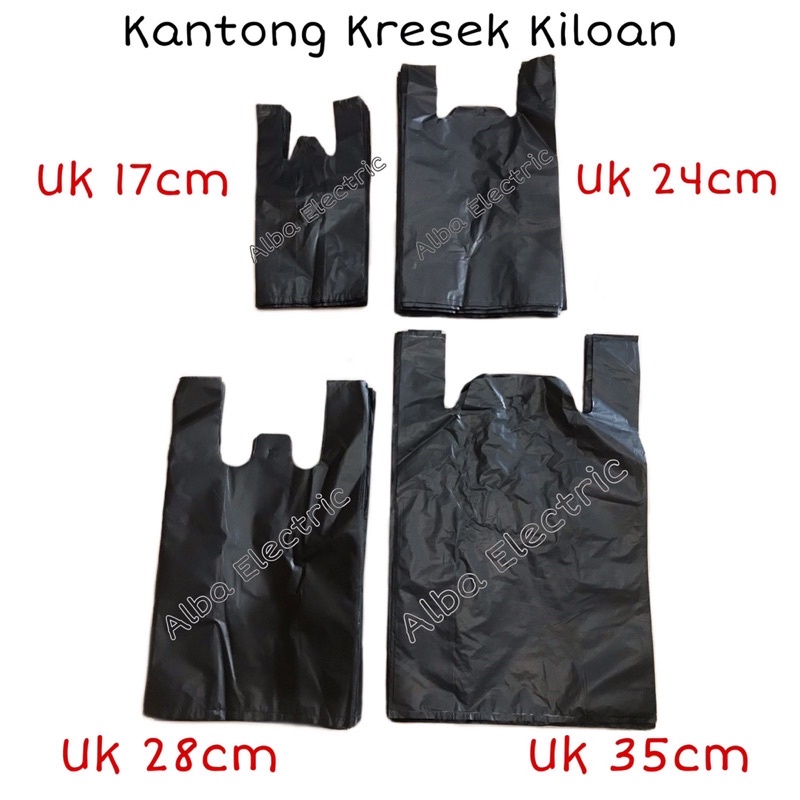 Kantong Plastik Kresek Kiloan Uk 17 cm - 35 cm Hitam Tebal 1 KG Plastik Kiloan Uk 28 cm 17cm 24cm 35cm