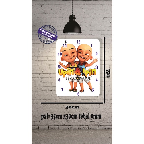 JAM DINDING KAYU UPIN IPIN KARAKTER ANIMASI ANAK HADIAH KADO SOUVENIR KOLEKSI TERBARU CUSTOM MURAH