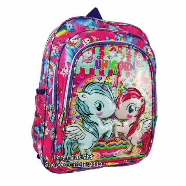  Tas  Anak Unicorn  Gambar Timbul Ukuran 1 2 SD  Shopee 