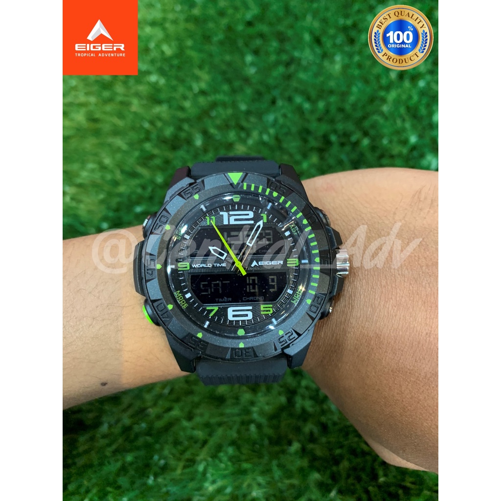 Eiger001 Jam Tangan Digital-Analog Baitou Watch| Grey List Green|3358