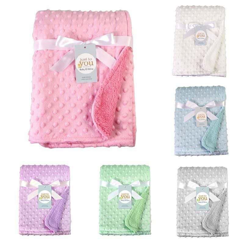 cod selimut bayi motif dot bahan fleece lembut adem babyboy babygirl flannel swaddle kids children blanket