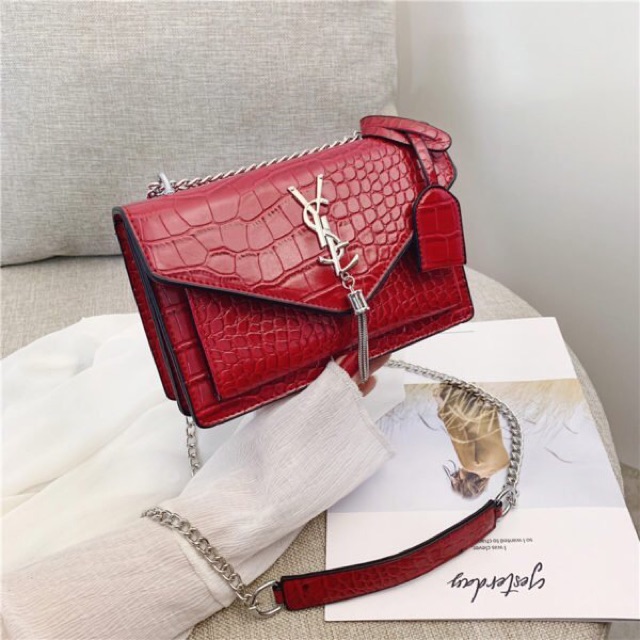 SG1714 syafniegalery croco sling bag impor tali rantai party bag