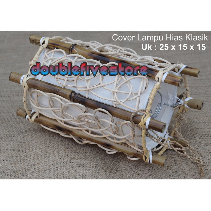 Kap Lampu Hias Bambu | Kap Lampu Hias Gantung Klasik Rotan dan Bambu Tradisional Uk 25 x 15 x 15