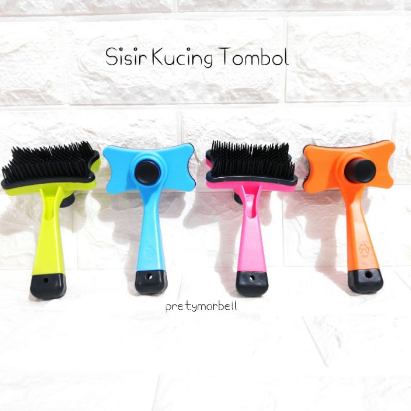 Sisir Hewan Kelinci Kucing dengan Tombol