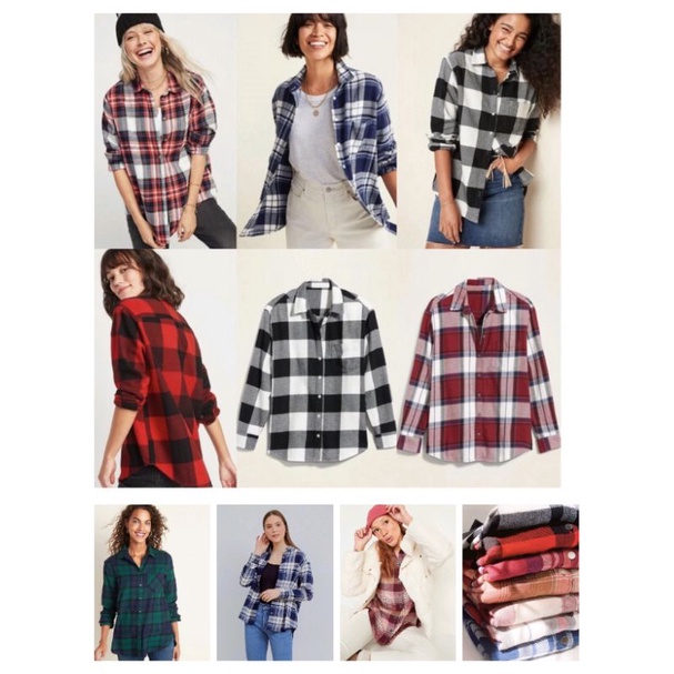 Kemeja Flanel OLD NAVY / Flanel Boyfren Shirt Unisex Outer Pria Wanita Original Branded