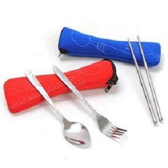 Set Alat Makan S781s Pouch Sendok Garpu Pisau Sumpit Bahan Stainless