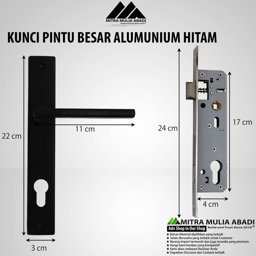 Kunci Pintu Set Alumunium Premium Red Orchad Komplit Lockset