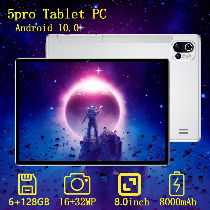 Tablet PC 5 Pro tablet android 6GB RAM + 128GB ROM Baru Sepuluh Inti 4G Jaringan Android 8.1 Dual SIM/Cocok untuk belajar