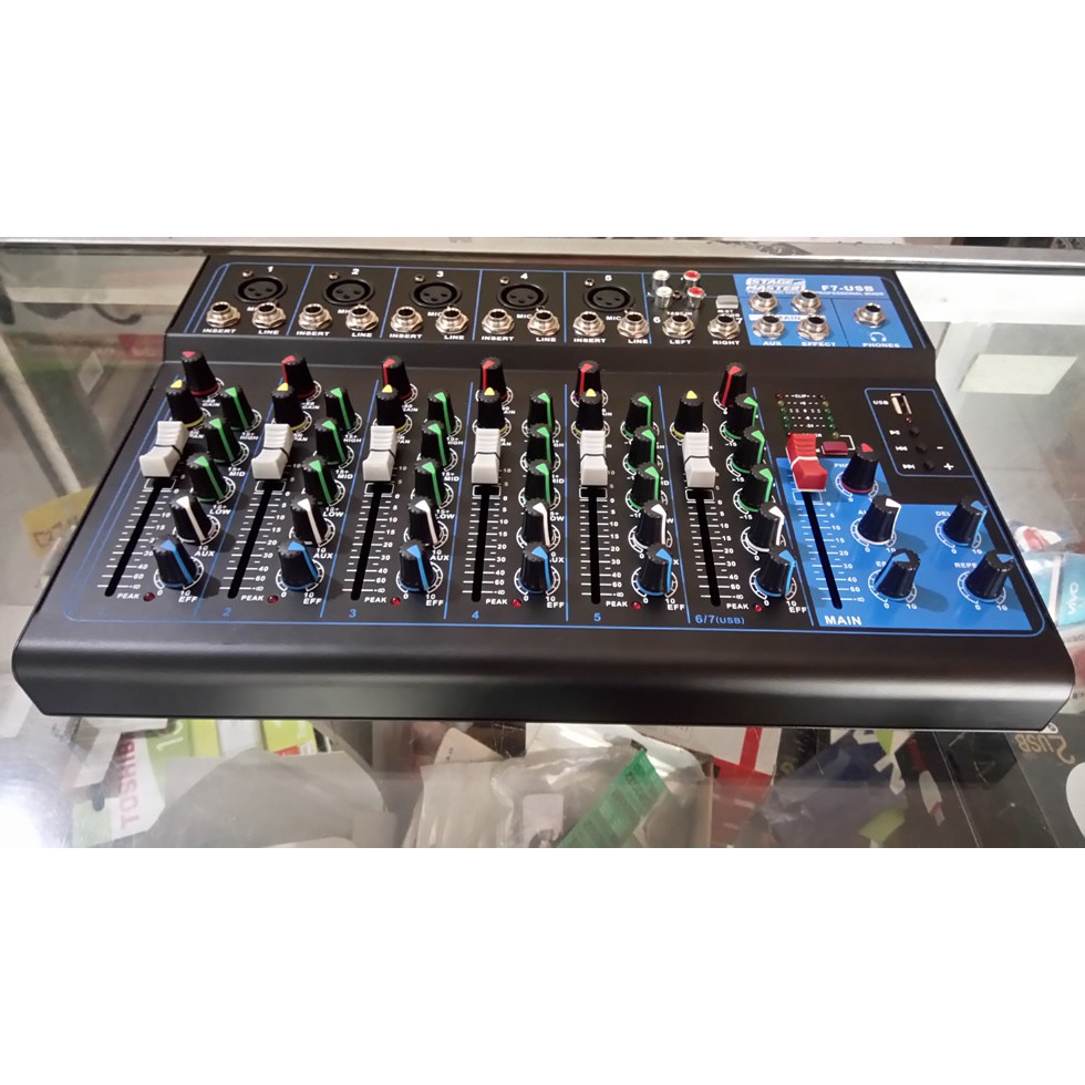 MIXER 7CHANNEL LIVE USB MP3 STAGE MASTER SLIM