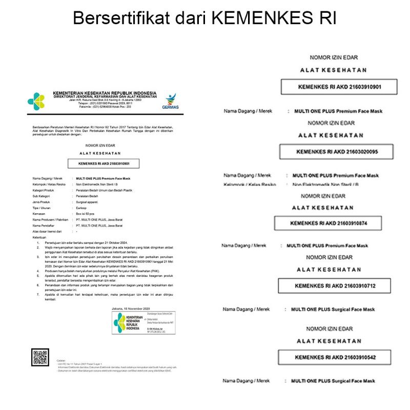 Masker Mop Medis Premium/Surgical Masker Multi One Plus (3 Ply / 4 Ply)