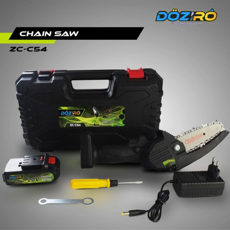 DOZIRO Mini Cordless Chainsaw 4 inch 1 Baterai / Mesin Gergaji Kayu / Cordless