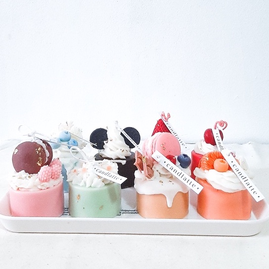 Custom Mini Cake Aromatherapy Scented Pillar Soy Candle / Lilin Korea ( Korean Style )