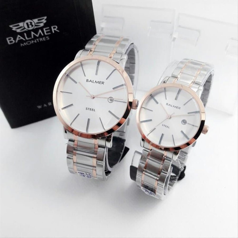 Balmer 7946 silver rosegold jam tangan original couple simple