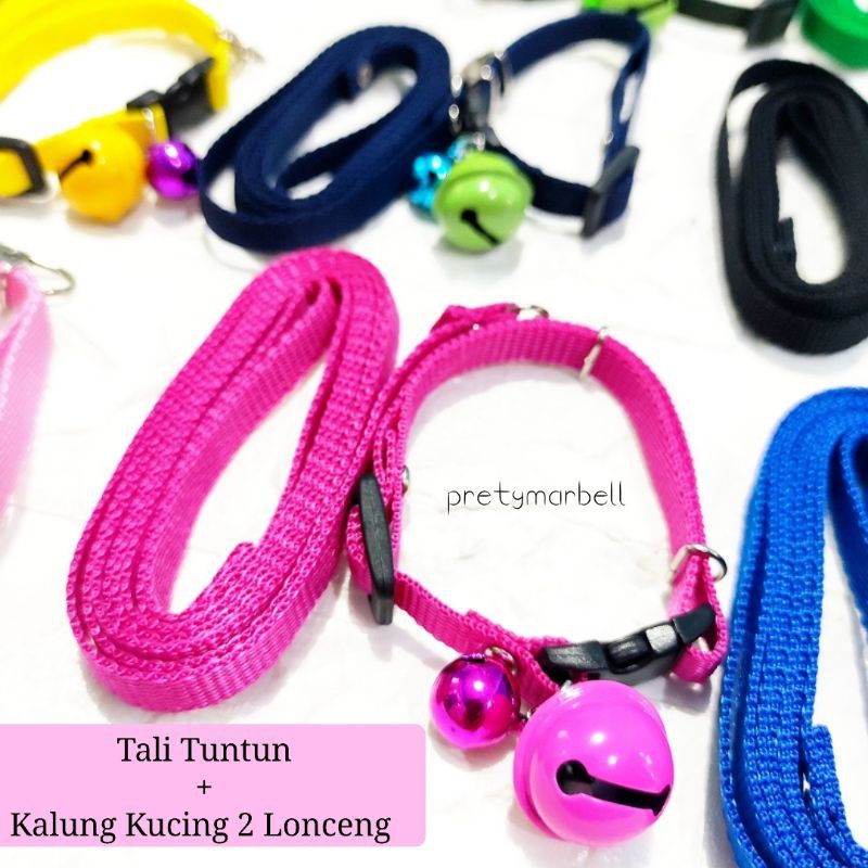 Tali Kucing + Kalung Kucing Lonceng Double (Lonceng 14mm + 22mm) / Tali Kucing Murah