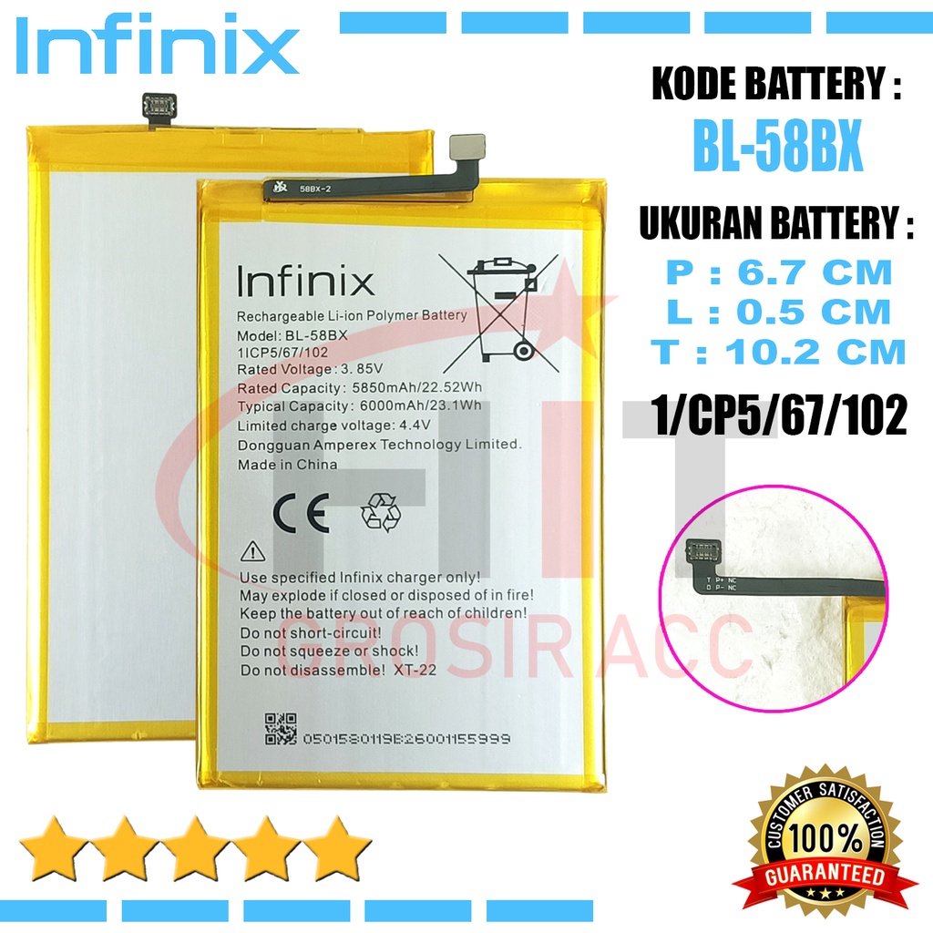 Baterai Ori Infinix Hot 9Play X680, Smart 4+, Hot 10Play X688, BL-58BX