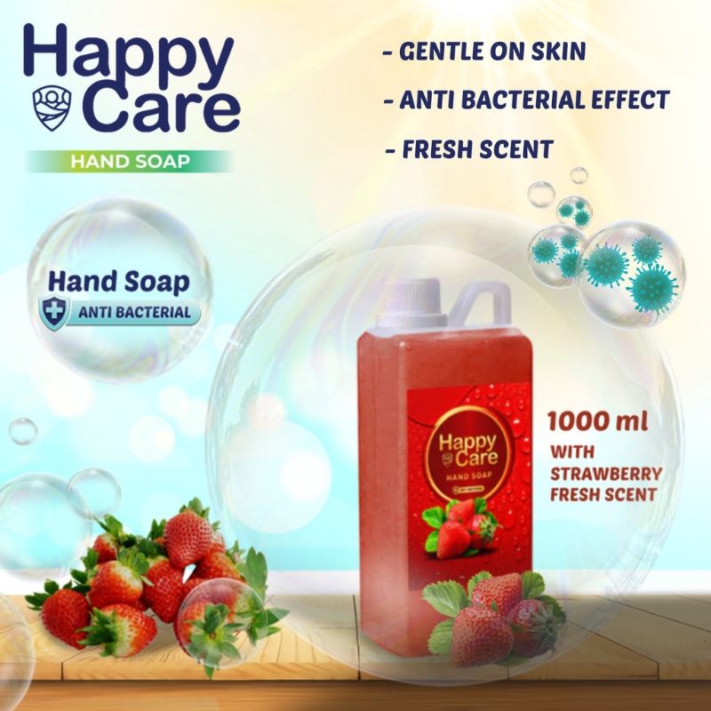 SABUN CUCI TANGAN STRAWBERRY ANTI BACTERIAL 1 LITER HAPPY CARE / SABUN CUCI TANGAN / HAND SOAP