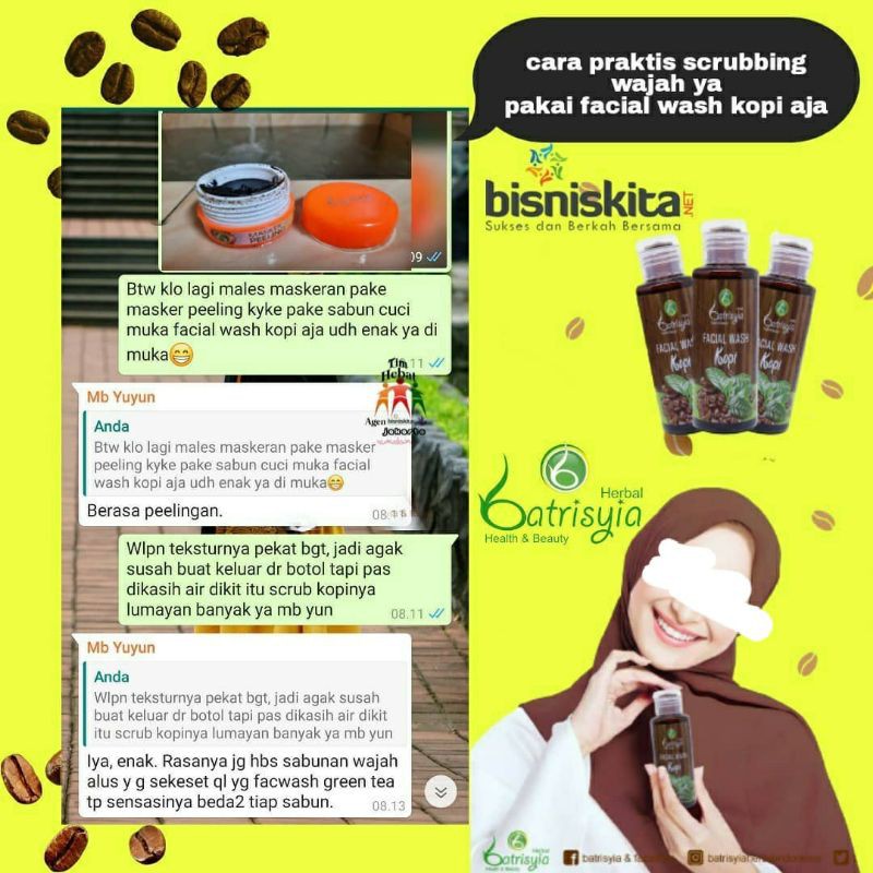 Batrisyia facial wash kopi/ facial wash kopi batrisyia herbal/ facial wash untuk flek komedo