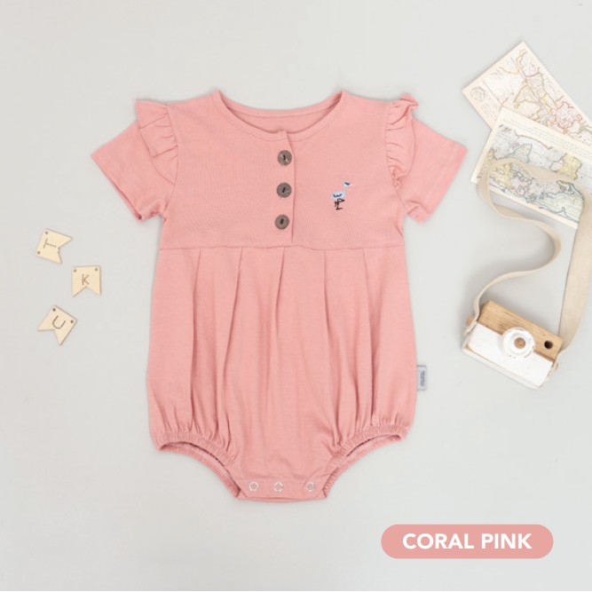 MOOI NARA ROMPER ROMPER BAYI JUMPSUIT FASHION ANAK BAYI PEREMPUAN 0-24 BULAN-NARA Rmpr Coral Pink