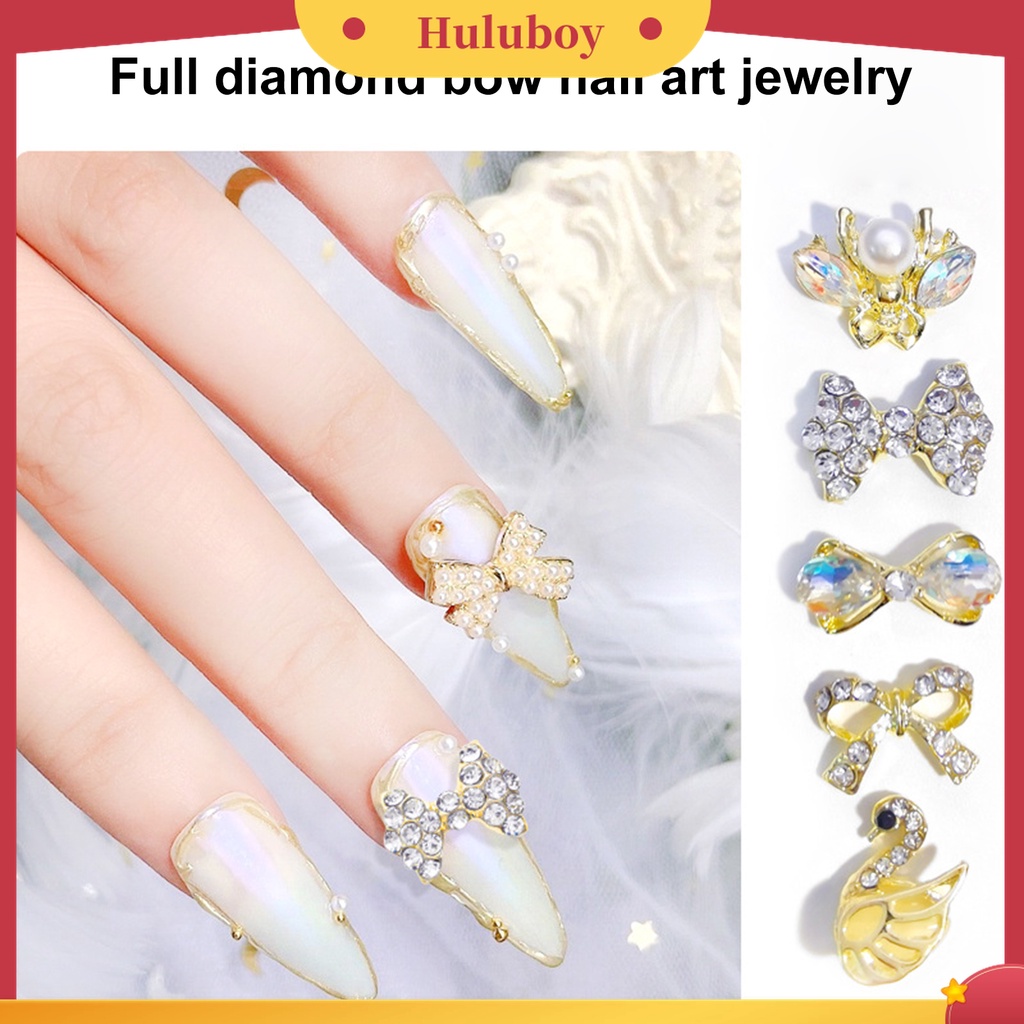 Huluboy Huluboy♡ 10pcs / Pak Pita Alloy Aksen Berlian Imitasi Untuk Dekorasi Nail Art / Manicure