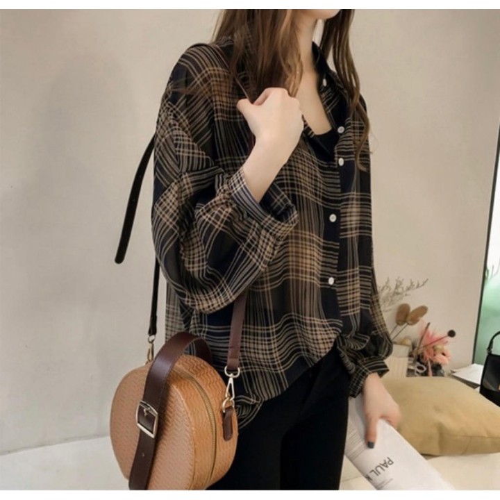 KEMEJA WANITA ATASAN WANITA PAKAIAN WANITA  KEMEJA  GUILEN OVERSIZE SHIRT MRD GF