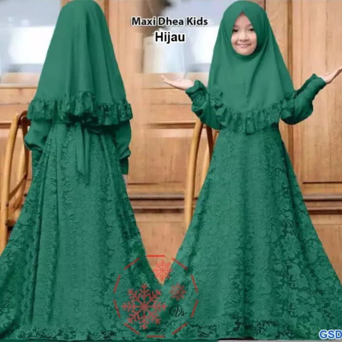KIDS SYARI DHEA 3 Color [Gamis Muslim Anak Brukat] Hari Raya Fitri Series Lebaran | Syari Ramadhan
