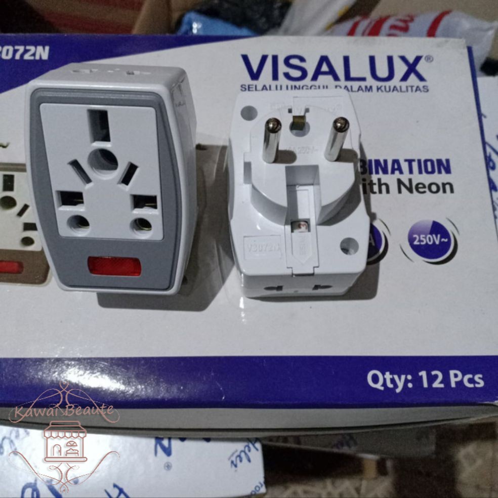 Visalux V8072N Colokan Steker Serbaguna PLUG COMBINATION / Multi Fungsi/ Colokan Listrik T LuarNegri / Tersedia HARGA GROSIR 1 BOX = 12 PCS