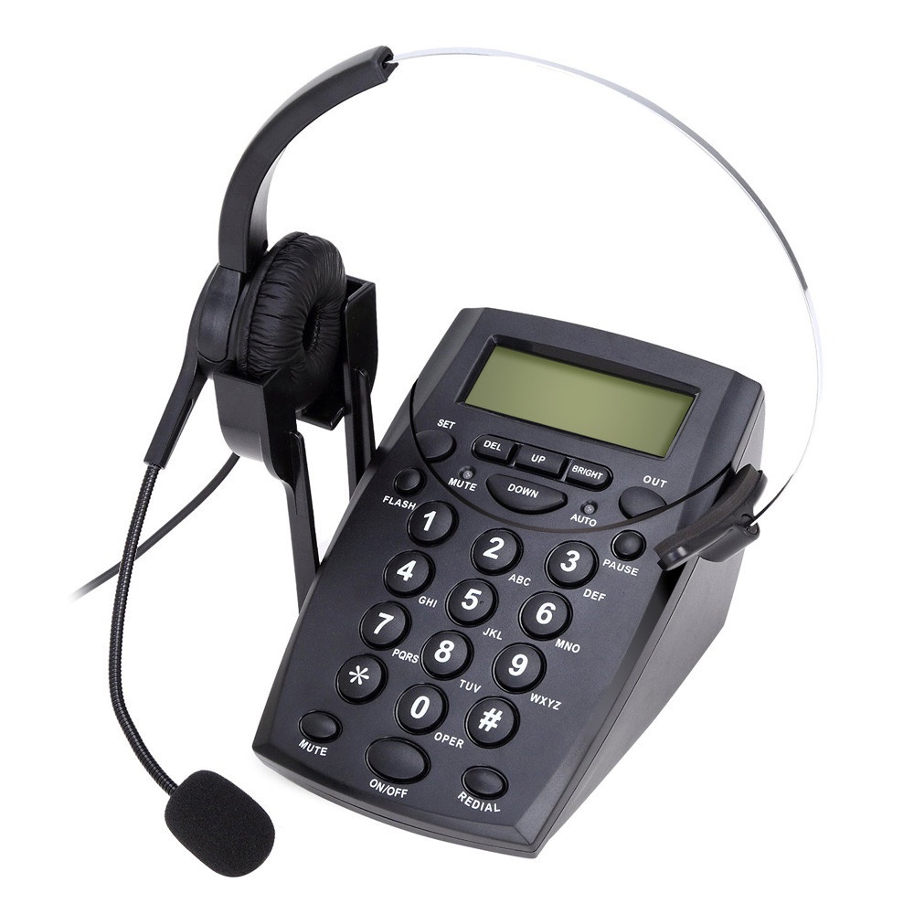 Telephone Desk HT500 with Headset Handsfree Call Center VH500 - Black