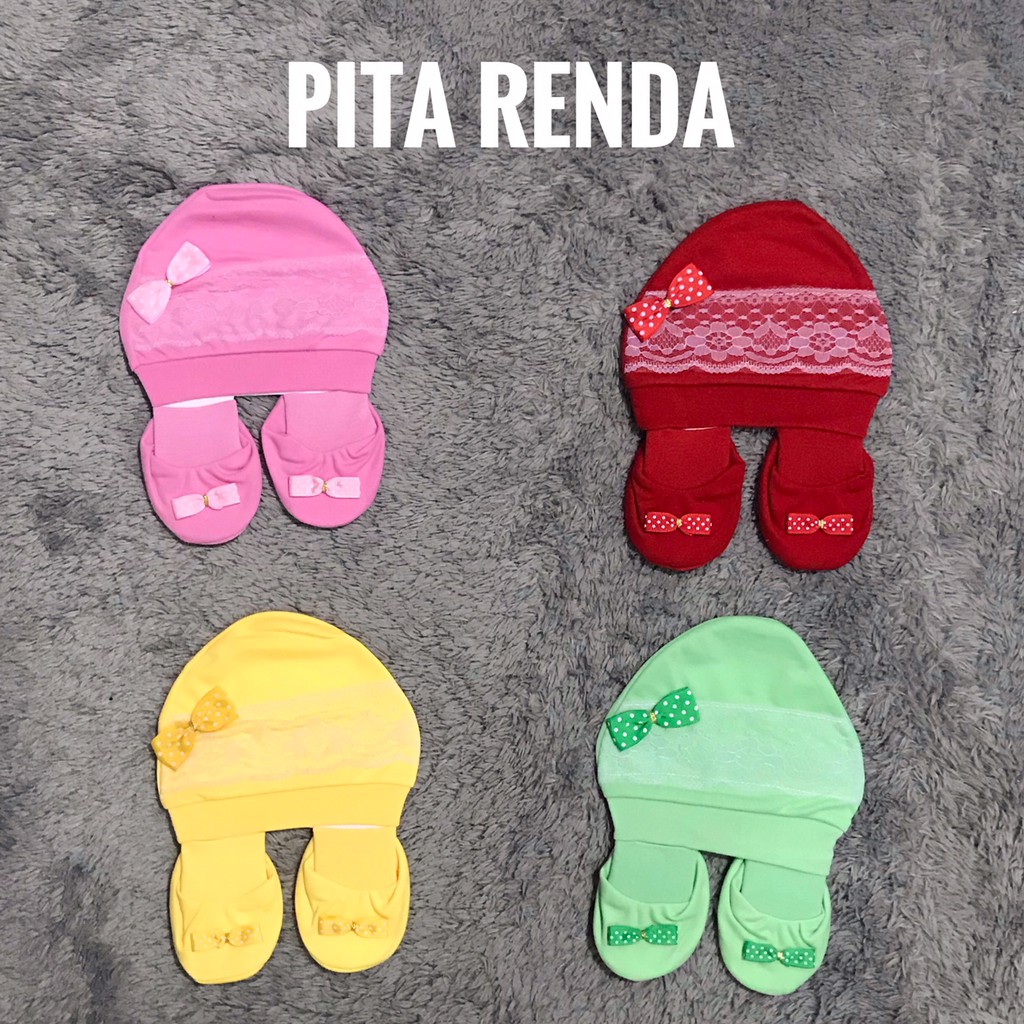 Set Topi Kupluk dan Sepatu Kain Bayi OKIYO