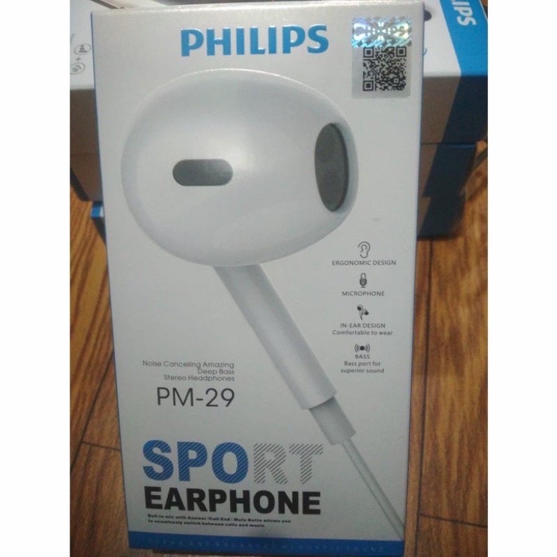 GROSIR HANDSFREE PHILIPS PM29 SPORT EARPHONE STEREO FULL BASS