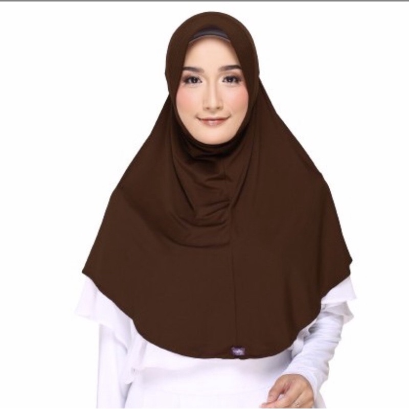 Elzatta - Jilbab Instan Zaria Casual-717 Coklat Pramuka