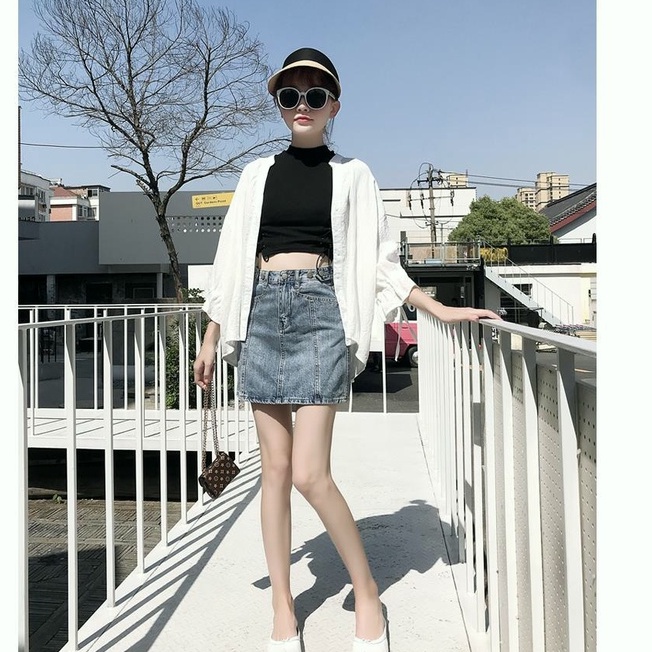 Rok celana pendek korea style wanita rok mini dewasa model terbaru 2022 biru kulot rok celana