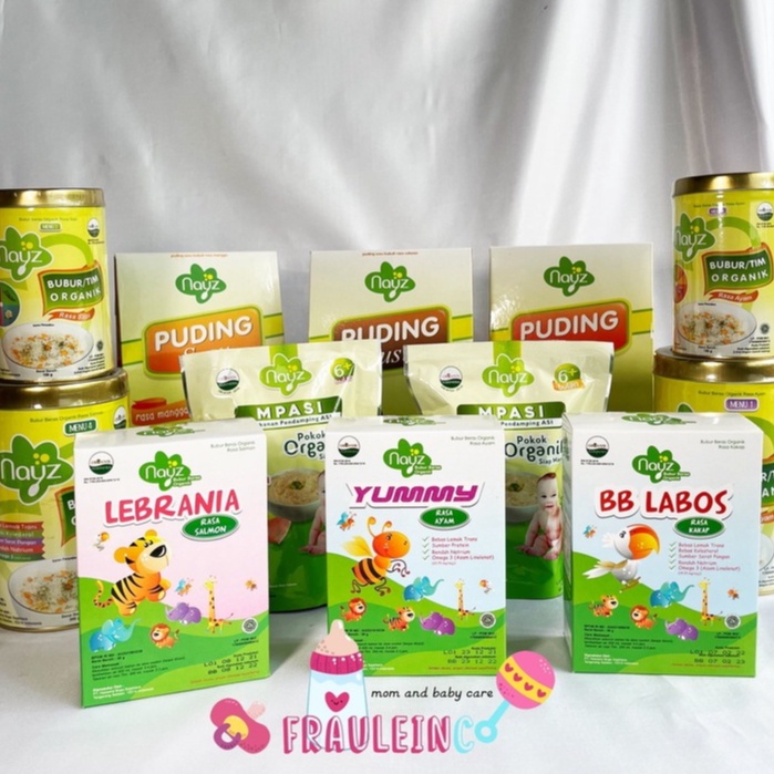 *FRAULEINCO* Nayz bubur MPASI Beras organic pudding Salmon Sapi Ayam Original 100% / BUBUR BAYI ORGANIK