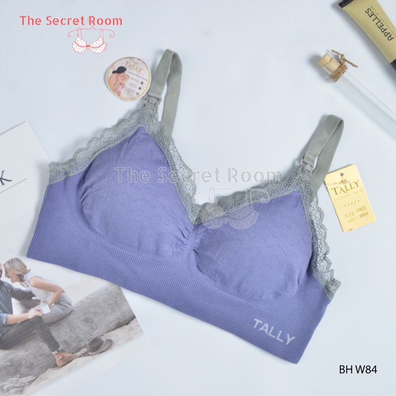 TALLY BRA BH MENYUSUI W84 I FREE SIZE I ADA BUSA I TANPA KAWAT I BAHAN RAJUT HALUS-BIRU