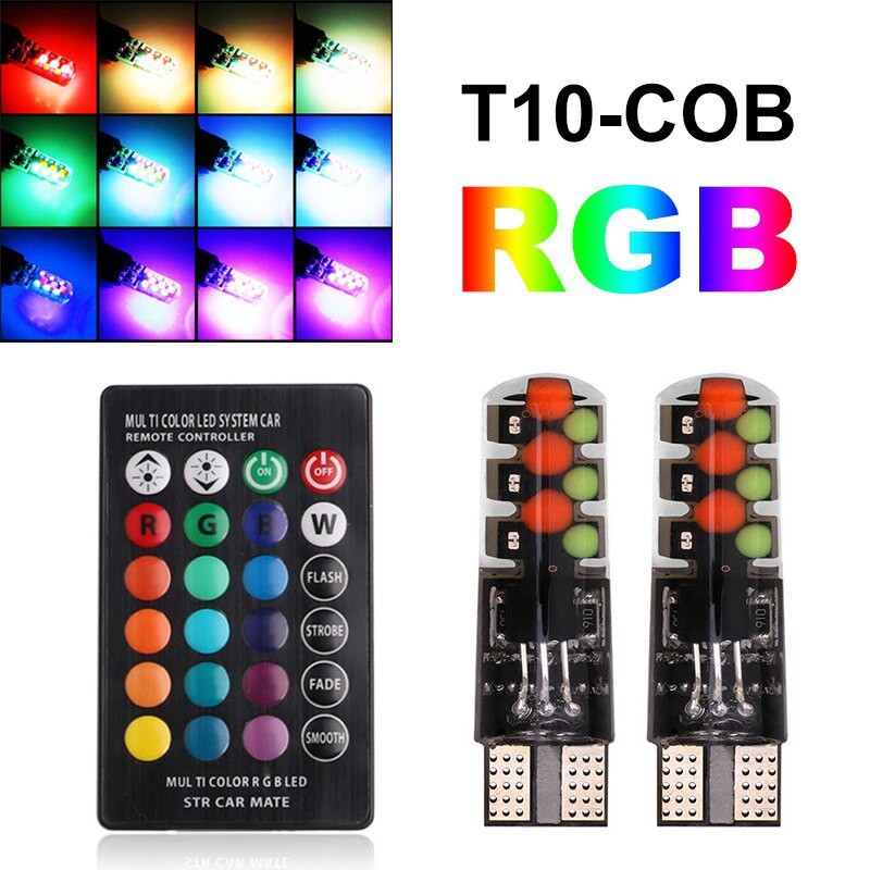 LAMPU LED T10 MOBIL MOTOR T10 RGB JELLY SMD ISI 2PCS REMOTE RGB02