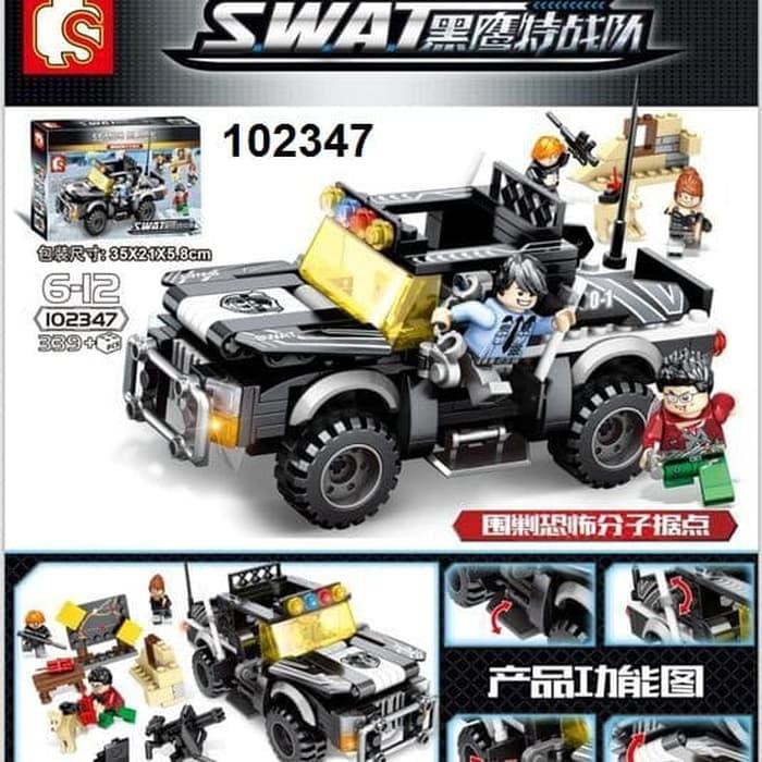 sembo 102347 lego Swat mobil pasukan Police militer Tentara army