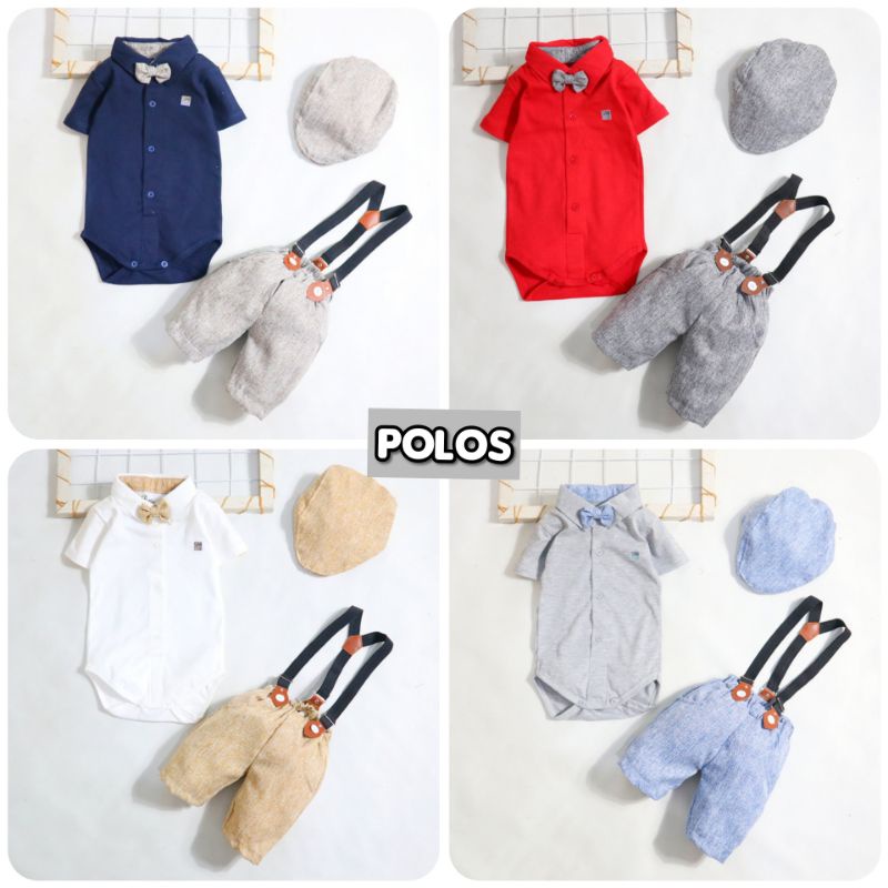 Baju setelan Jumper Suspender Anak Bayi Laki-laki plus topi / Setelan Suspender Bayi Size 3 -9 Bulan-2