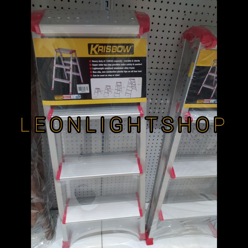 KRISBOW TANGGA ALUMINIUM DENGAN PIJAKAN LEBAR 4 STEP/ACE WIDE 4 STEP LADDER RAIL/ACE TANGGA LIPAT