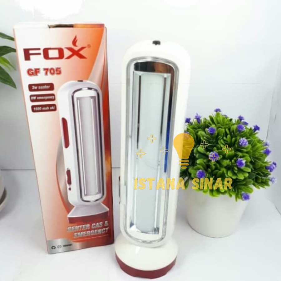 Fox Lampu Emergency + Senter Charge Cas GF-705 GF 705 Neon Darurat