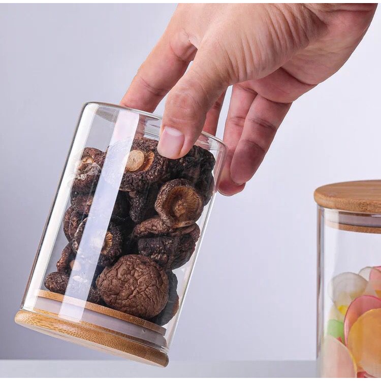 Toples Kaca Tutup Kayu Kedap Udara / Jar Wood Borosilicate Glass