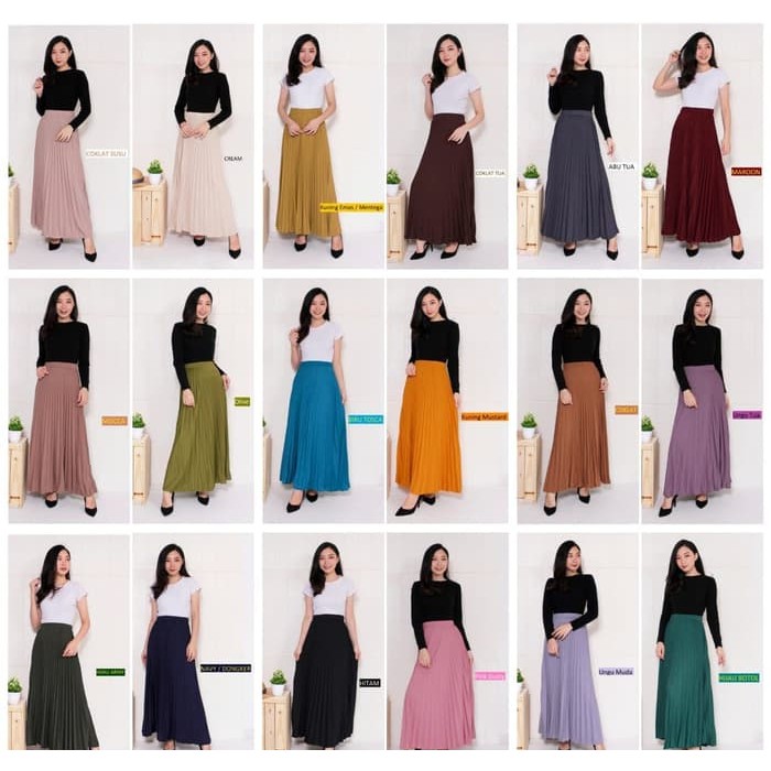 ( BAYAR DI TEMPAT )ROK PLISKET PANJANG PREMIUM TEBAL MURAH - ROK  WANITA MUSLIMAH