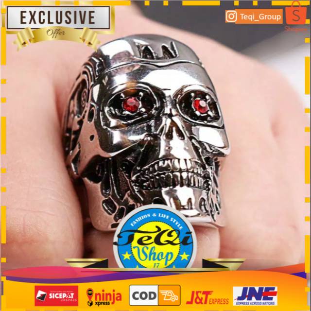 CINCIN PRIA - RING SKULL ROBOT BAJA TITANIUM