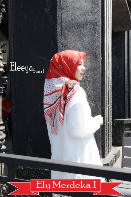 HIJAB SEGIEMPAT MERAH PUTIH || Eleeya scarf